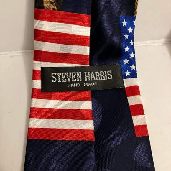 Steven Harris Patriotic American Tie with Flag and Eagle - Picture 4 of 5